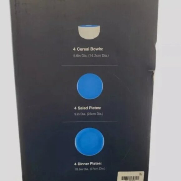 The Cellar 12 Pc. Dinnerware Set, Service for 4, Dinner Set Blue, Stoneware - Picture 3 of 4